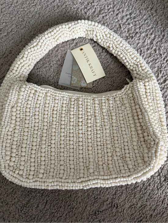 Antik Kraft Handbags - Antik Kraft Cream Beaded Shoulder Bag